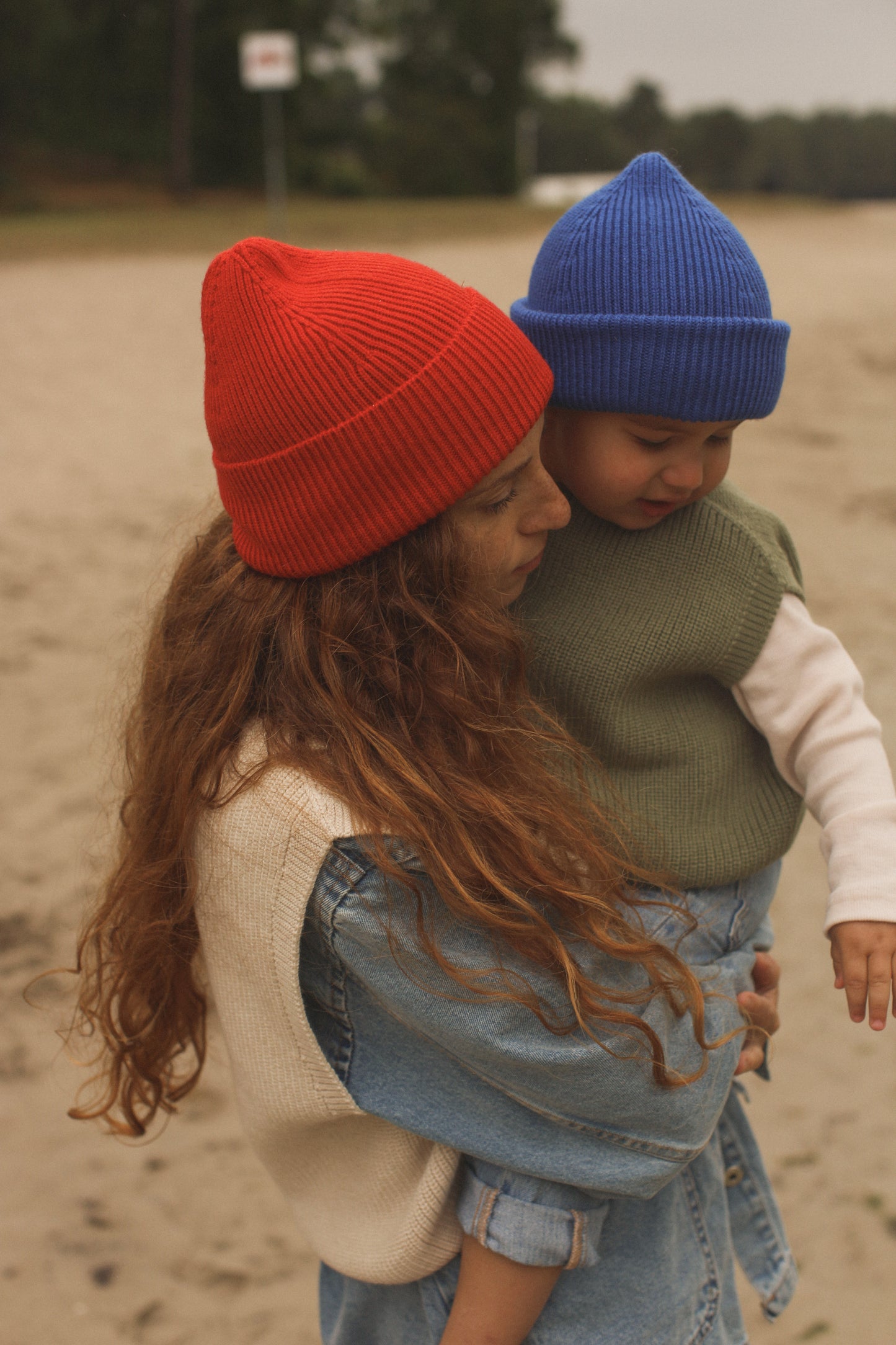 Hvid beanie Fonzie kids - Cobalt Blue