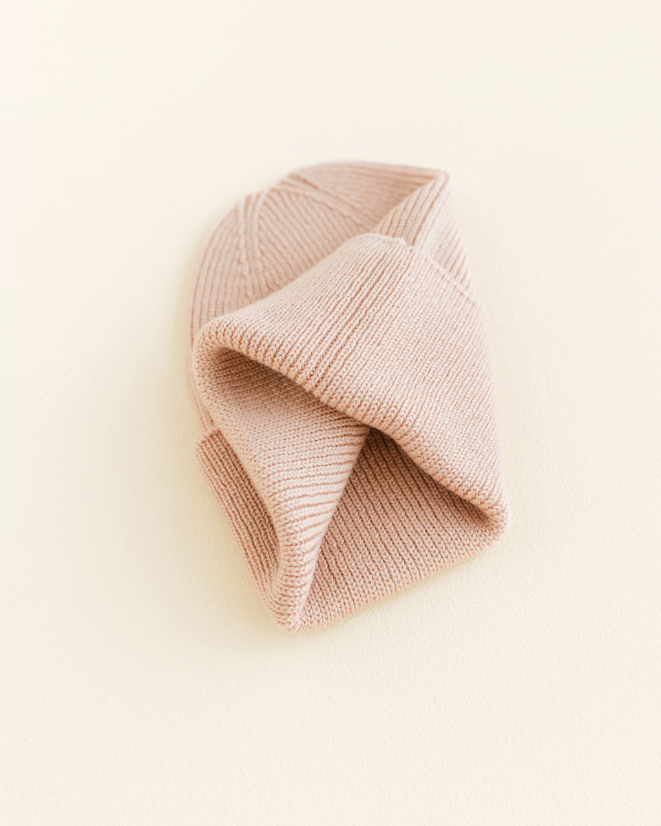 Hvid beanie Fonzie newborn - Apricot