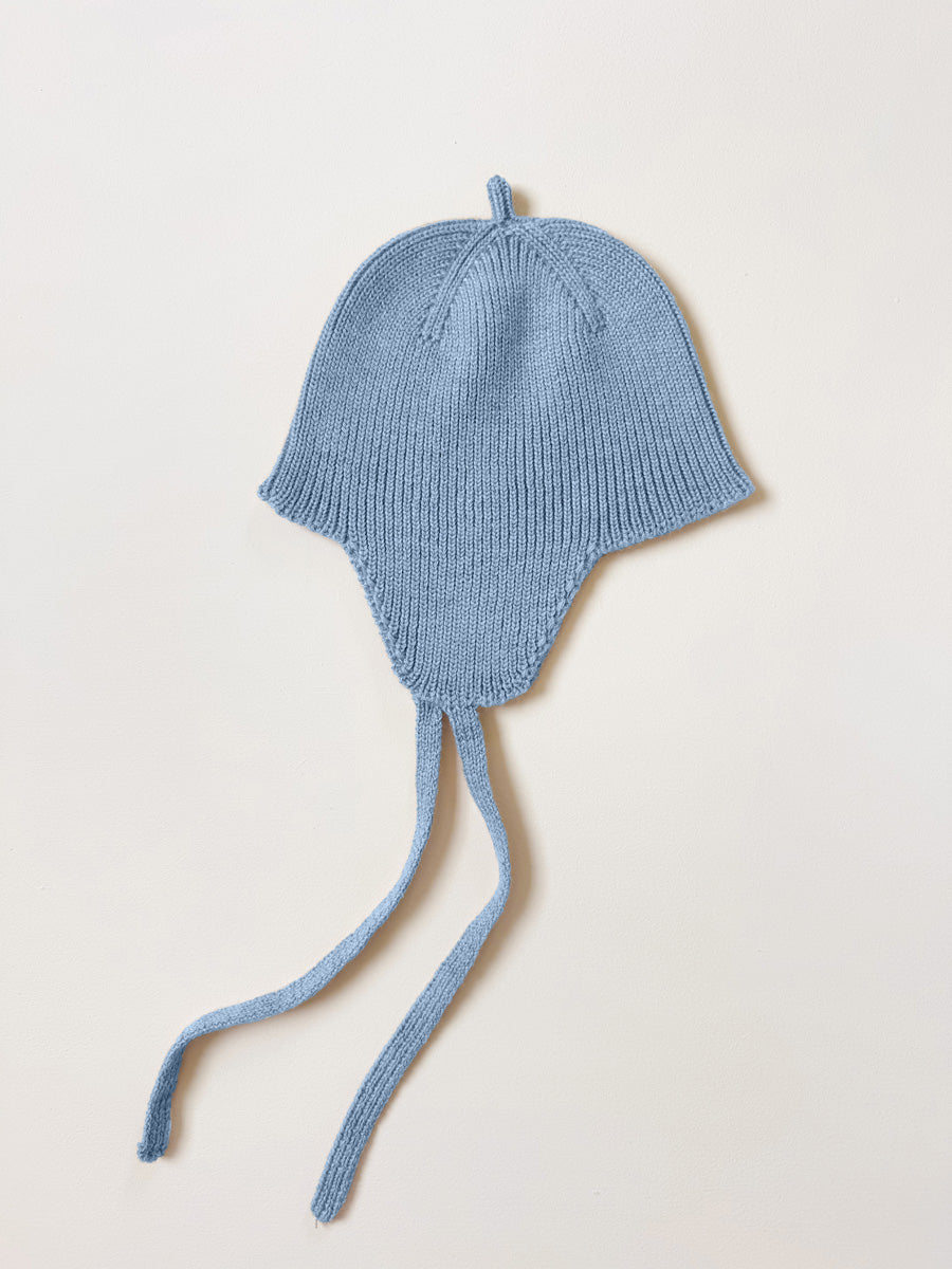 Hvid strikmutsje Kota - Light Blue