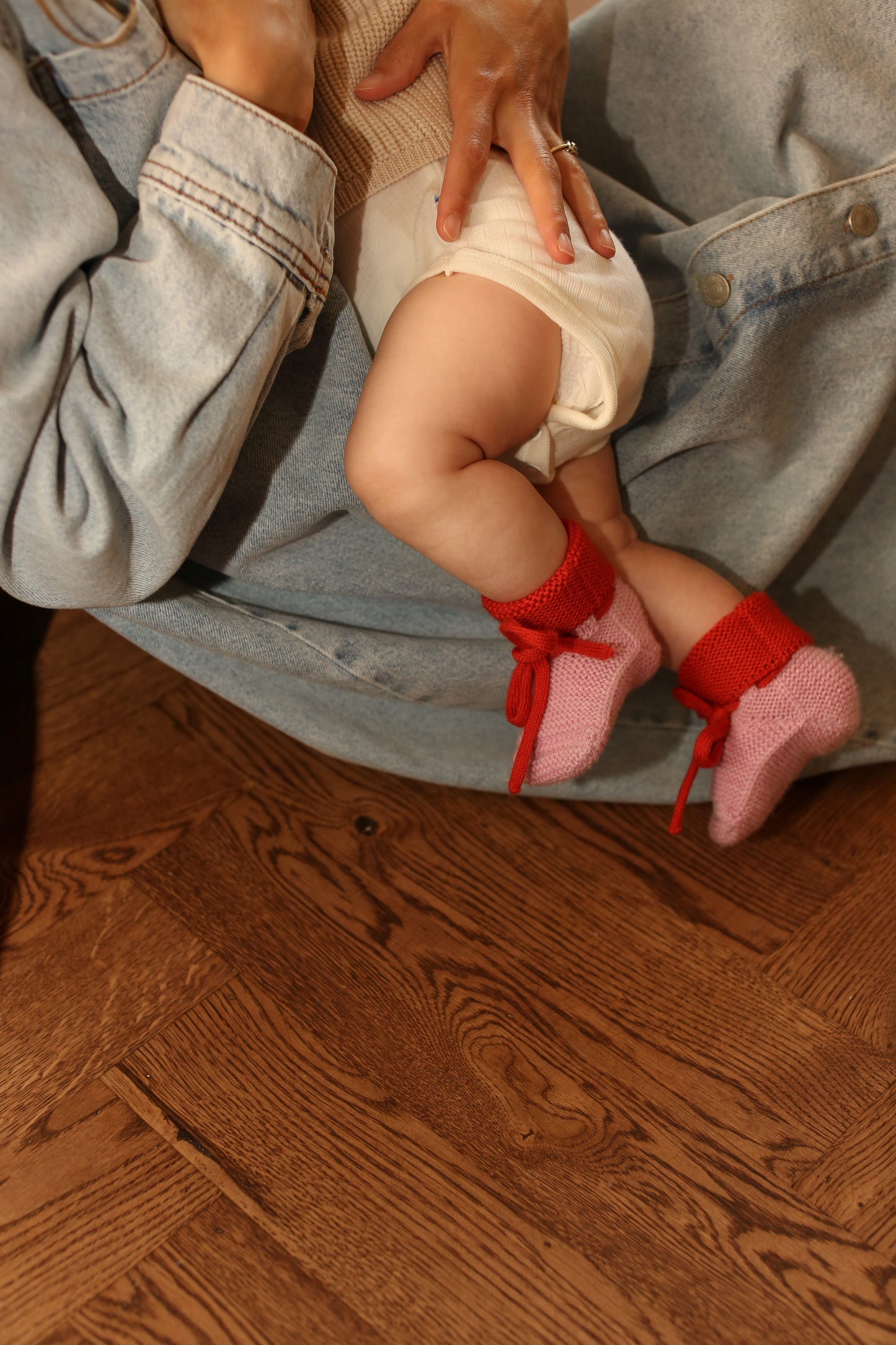 Hvid 'happy' slofjes - Cotton candy / Red