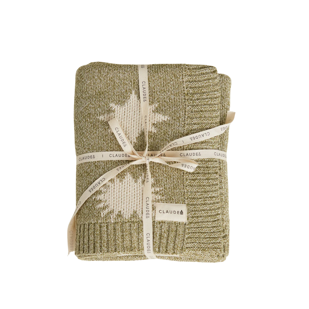 Claude & Co Cozmo Moon & Stars gebreide deken - Matcha