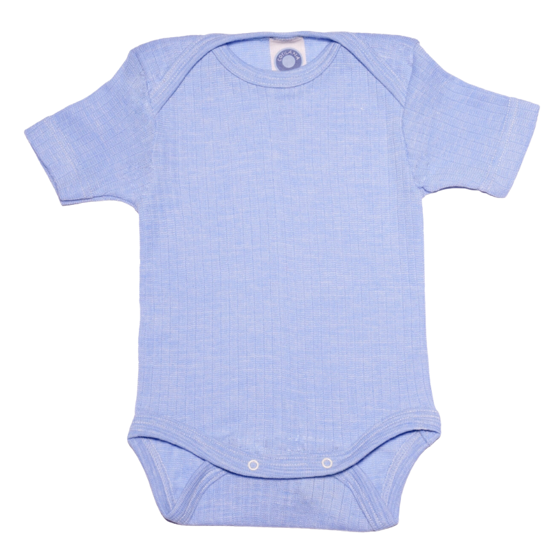 Cosilana wol/zijde/katoen romper korte mouw – Blauw