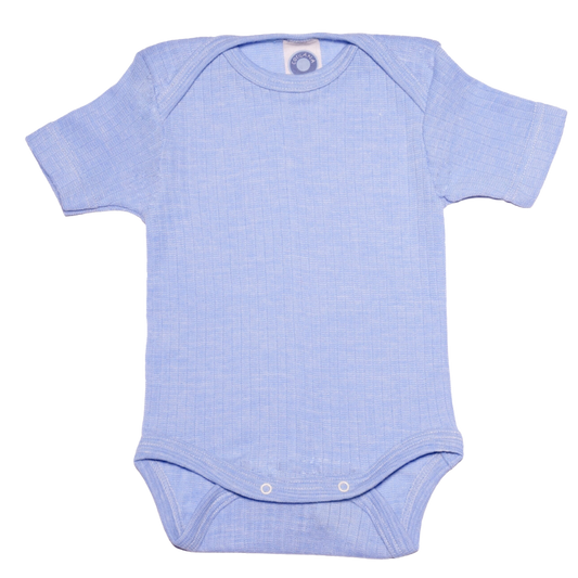 Cosilana wol/zijde/katoen romper korte mouw – Blauw