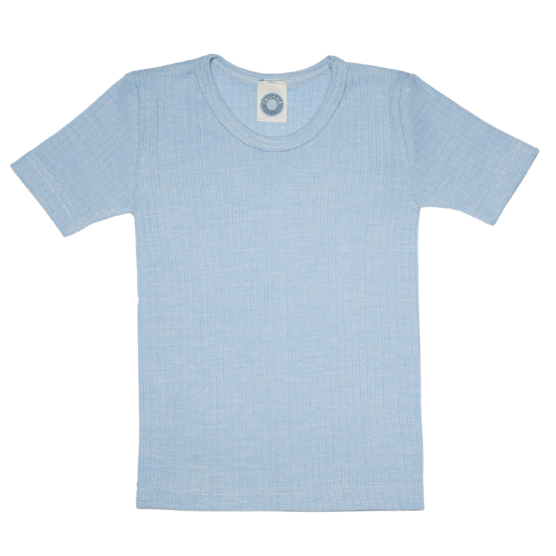 Cosilana wol/zijde/katoen t-shirt  – Blauw