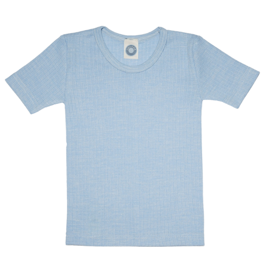 Cosilana wol/zijde/katoen t-shirt  – Blauw