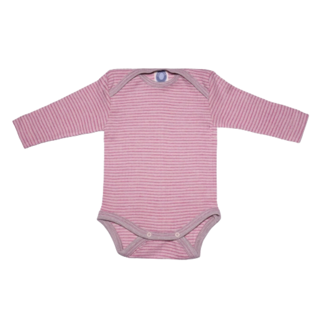 Cosilana wol/zijde/katoen romper - Grey / Pink / Natural