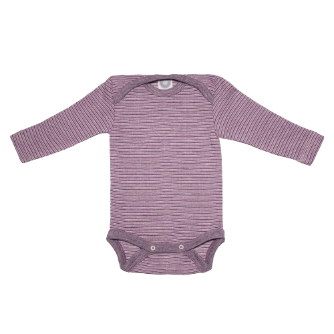 Cosilana wol/zijde/katoen romper - Plum / Pink / Natural