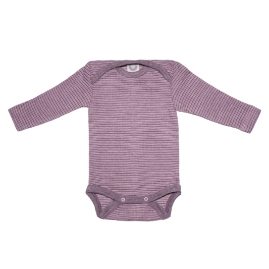 Cosilana wol/zijde/katoen romper - Plum / Pink / Natural