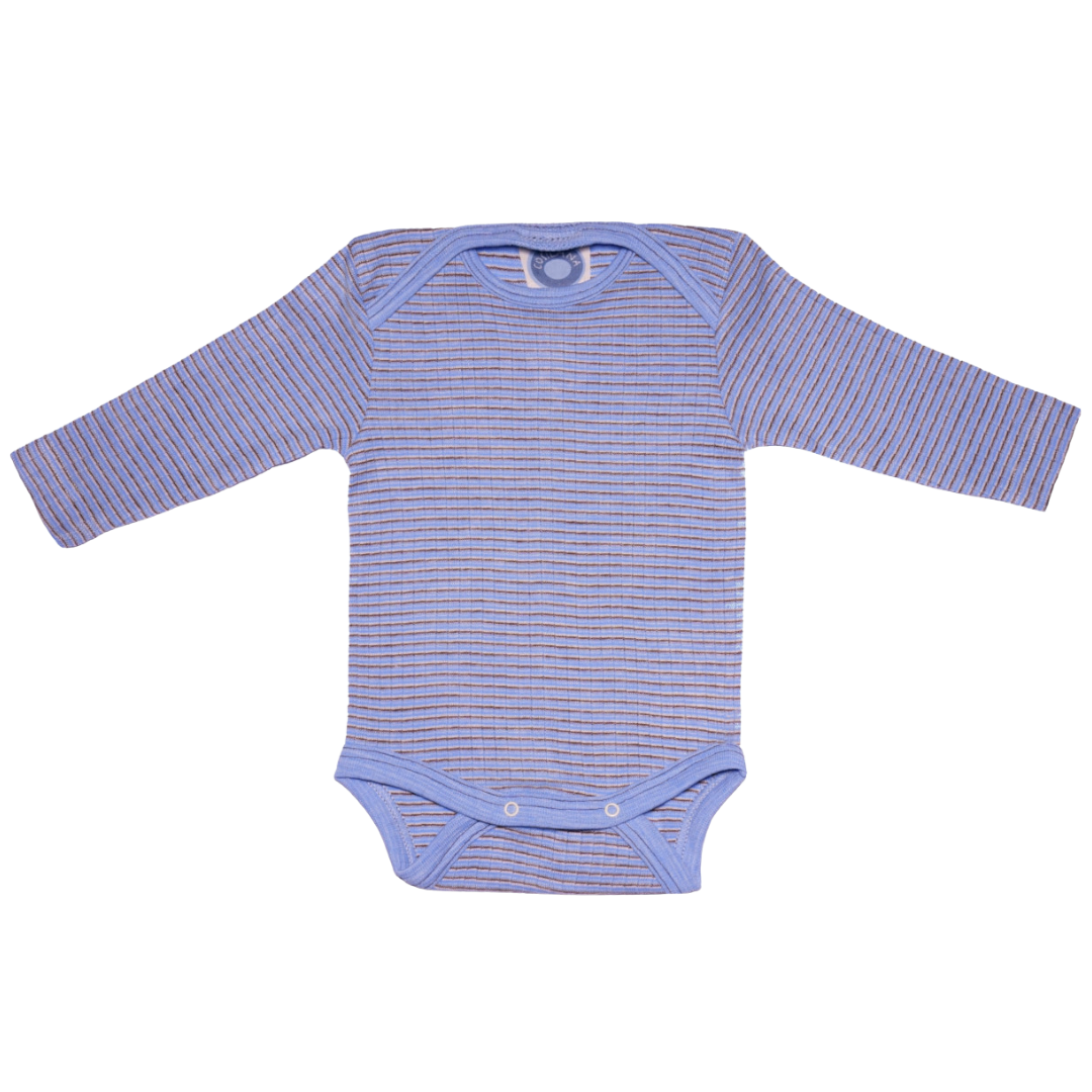 Cosilana wol/zijde/katoen romper - Blue / Brown / Natural