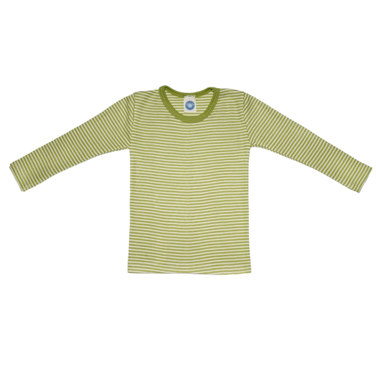 Cosilana wol/zijde longsleeve - Green / Natural