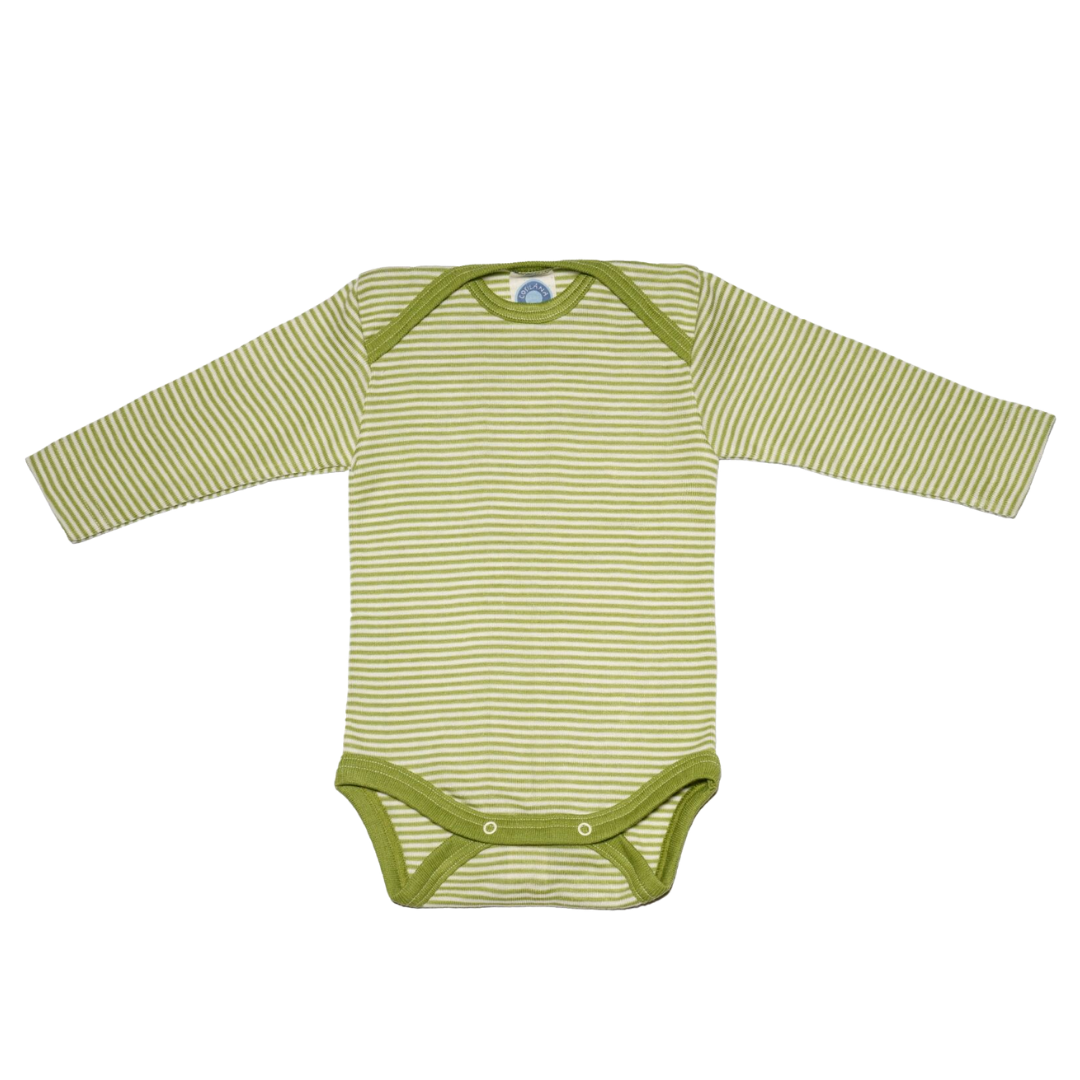 Cosilana wol/zijde romper lange mouw – Green / Nature