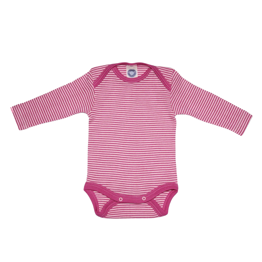 Cosilana wol/zijde romper lange mouw – Pink / Nature