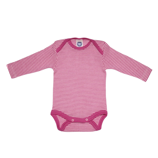 Cosilana wol/zijde romper lange mouw – Pink / Nature