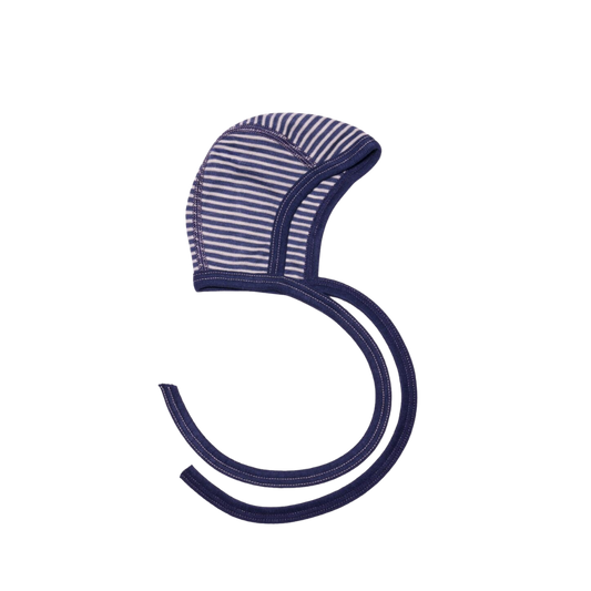 Cosilana wol/zijde strikmutsje - Navy / Natural