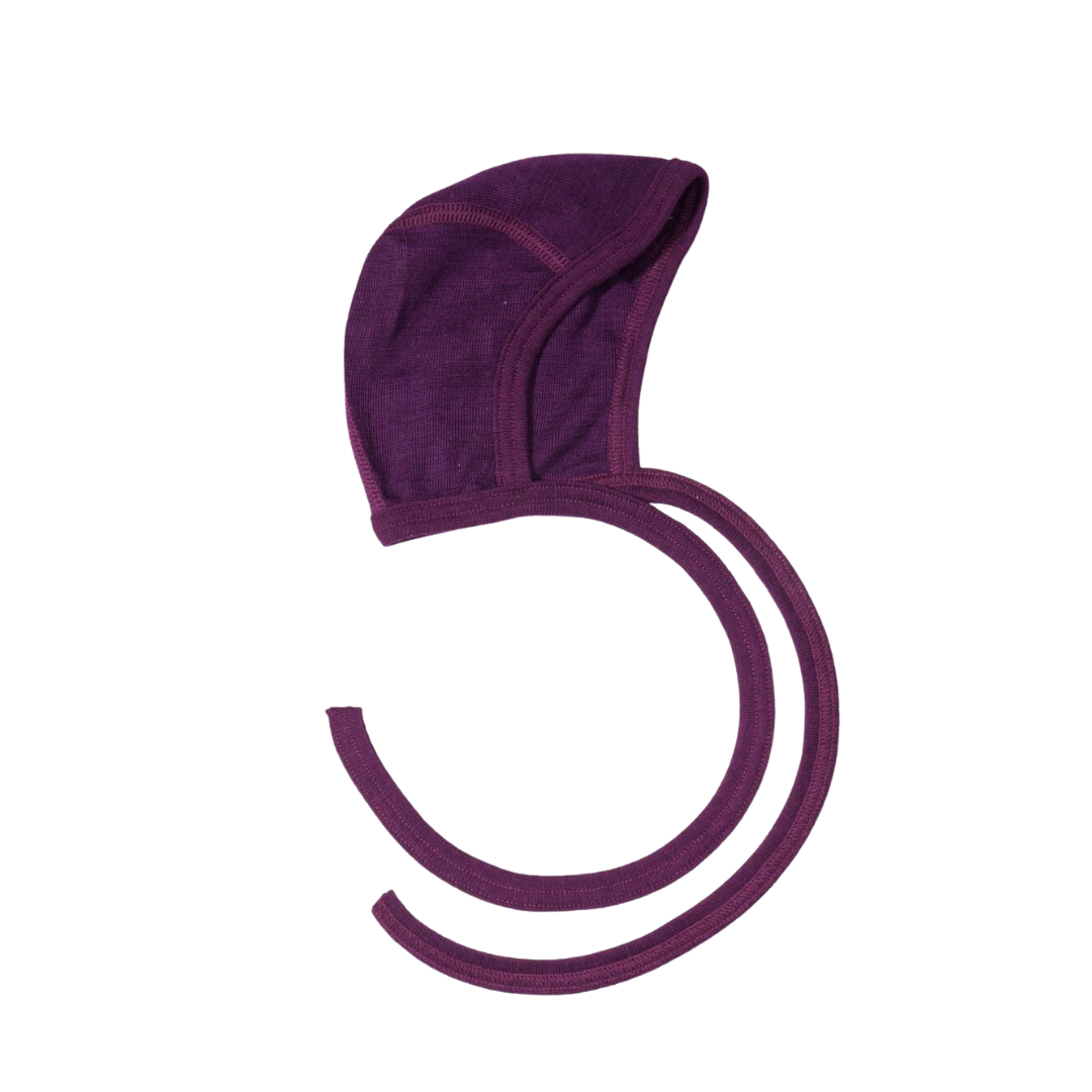 Cosilana wol/zijde strikmutsje - Plum