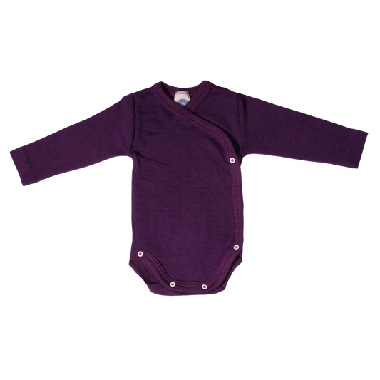 Cosilana wol/zijde wikkelromper – Plum