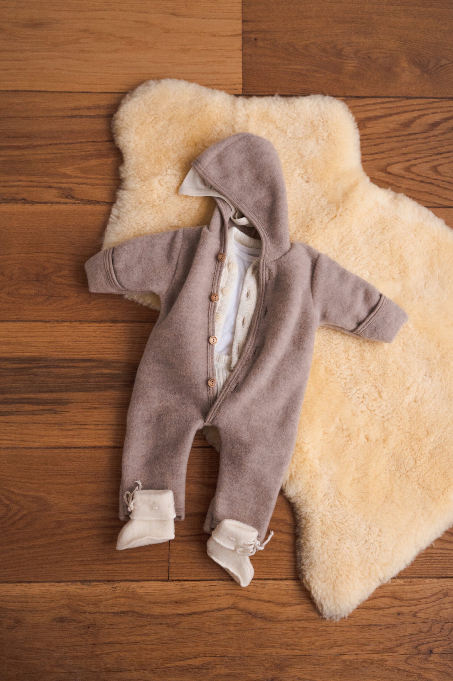 Engel Natur wool fleece overalls - natural