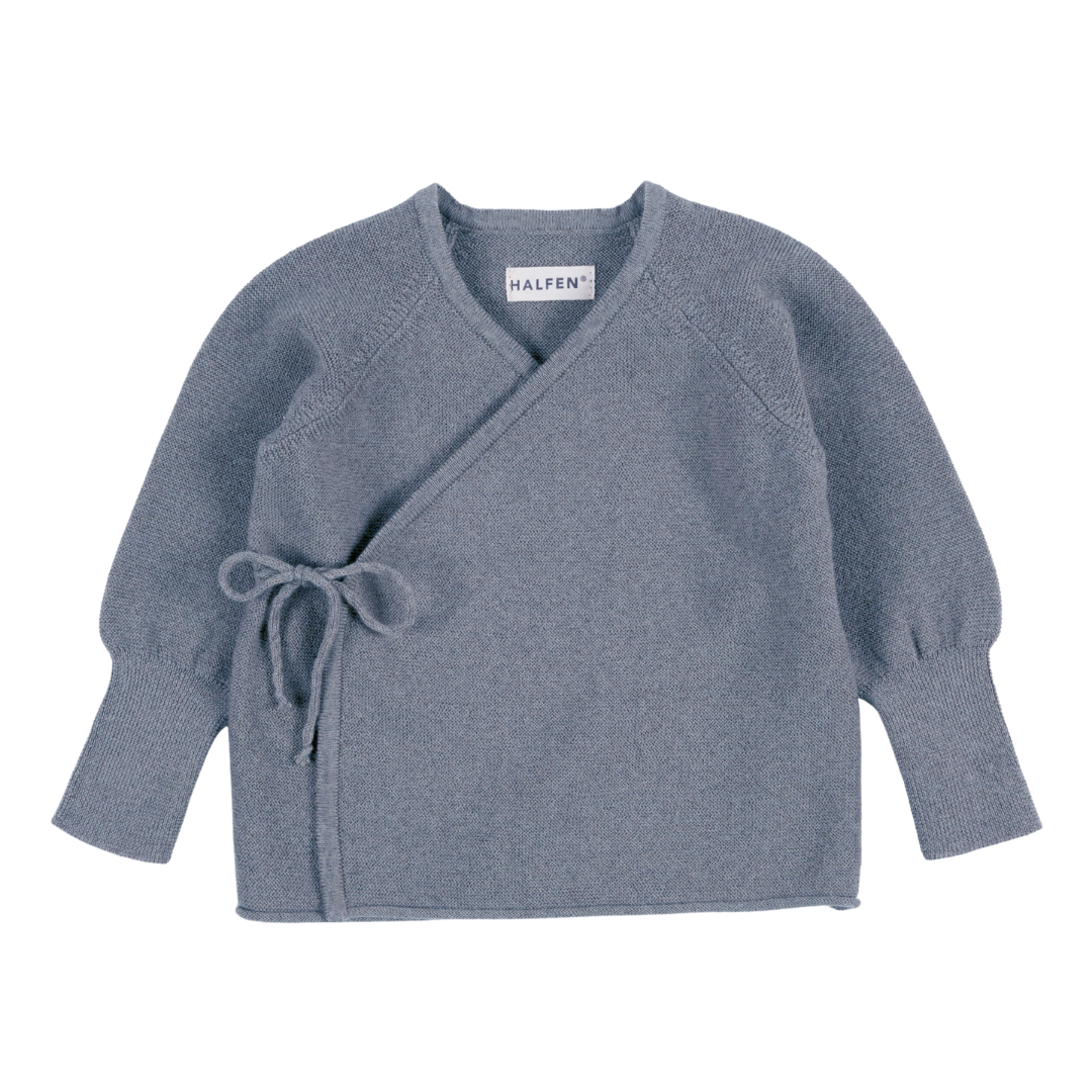 HALFEN wollen wikkelvestje - Smokey Blue