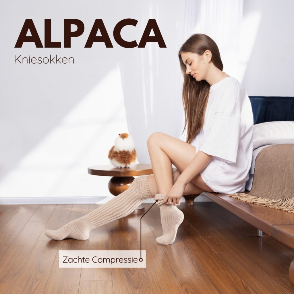 Alpaca over-the-knee socks - sahara