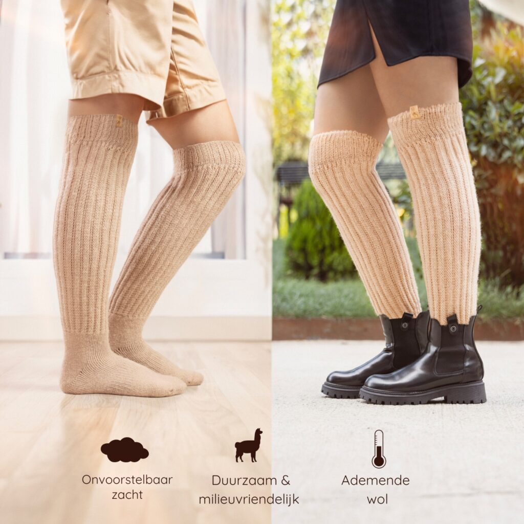 Inkari alpaca over-the-knee sokken - Sahara