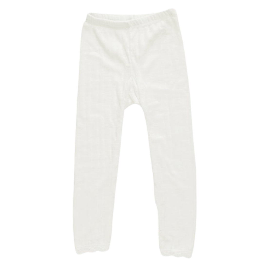 Joha wol/zijde legging pointelle - Off White
