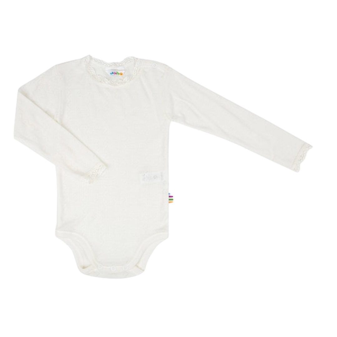 Joha wol/zijde romper pointelle - Off white