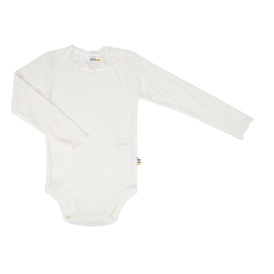 Joha wol/zijde romper pointelle - Off white