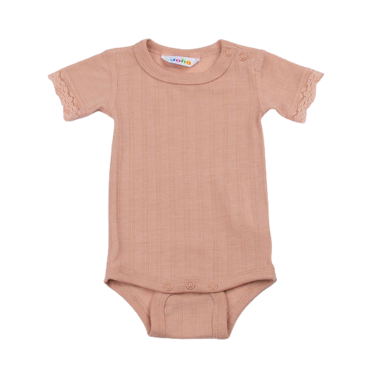 Joha wol/zijde romper korte mouw - Peach