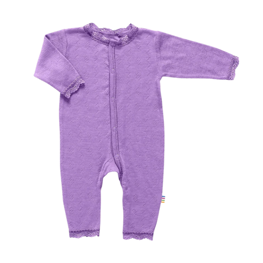 Joha wol/zijde jumpsuit pointelle - Purple
