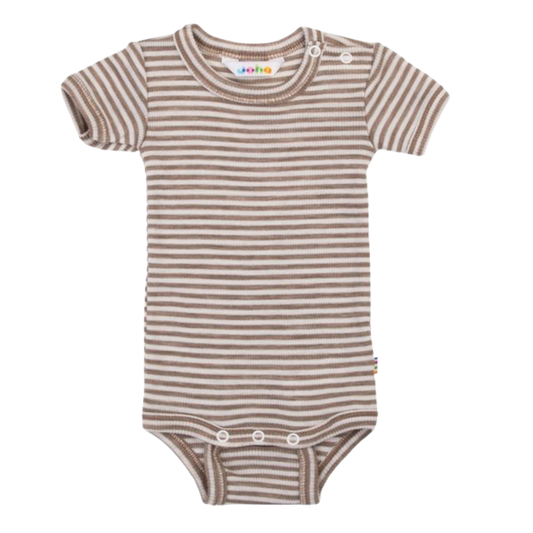 Joha wol/zijde romper korte mouw - Dark Beige