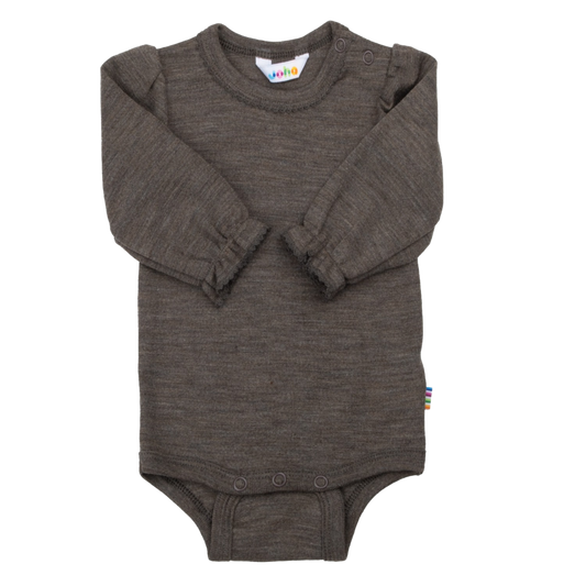 Joha wol/zijde romper ruches - Brown melange