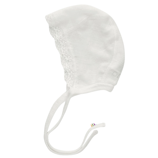 Joha wol/zijde strikmutsje pointelle  - Off White