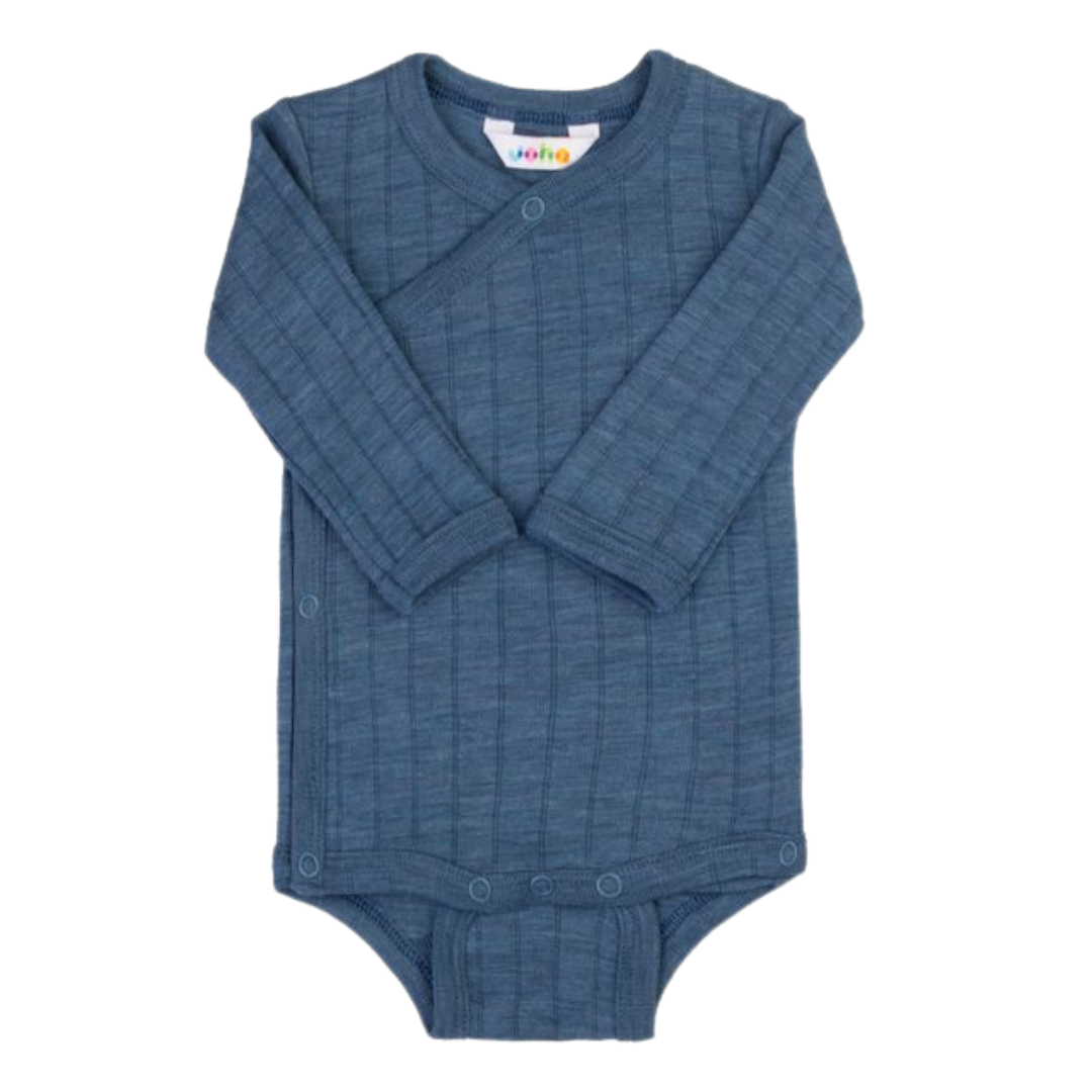 Joha wol/zijde wikkelromper - Blue Melange