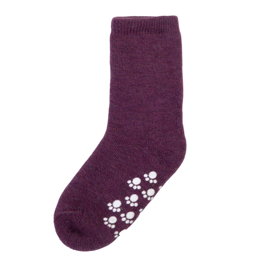 Joha wollen sokken met antislip - Aubergine Melange