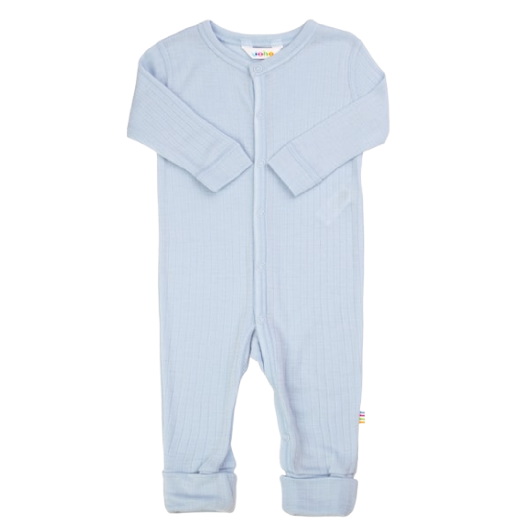 Joha wollen jumpsuit met omslag voetjes - Light Blue