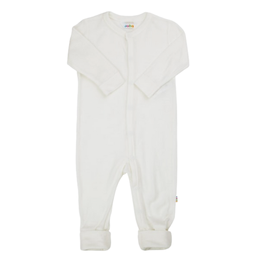 Joha wollen jumpsuit met omslag voetjes - Off White