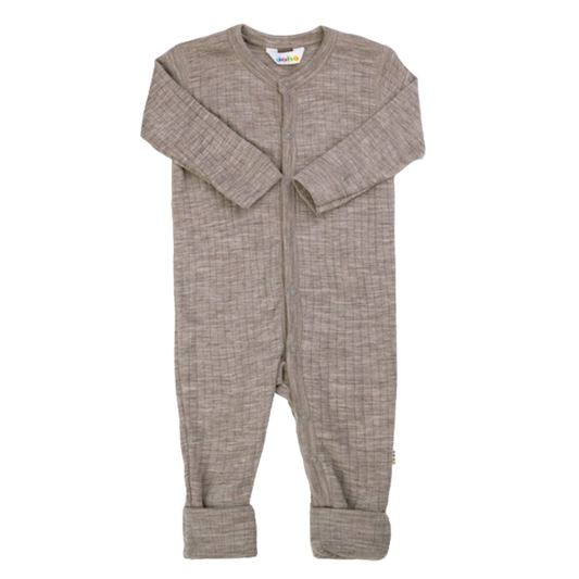 Joha wollen jumpsuit met omslag voetjes - Sesam