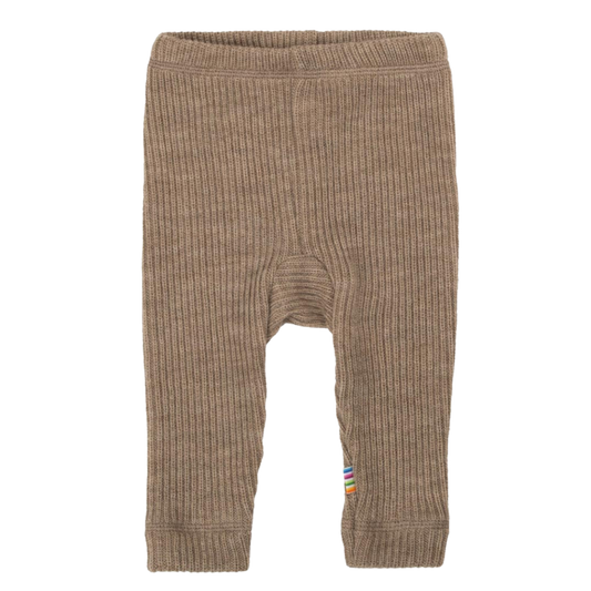 Joha gebreide wollen rib legging - Beige Melange