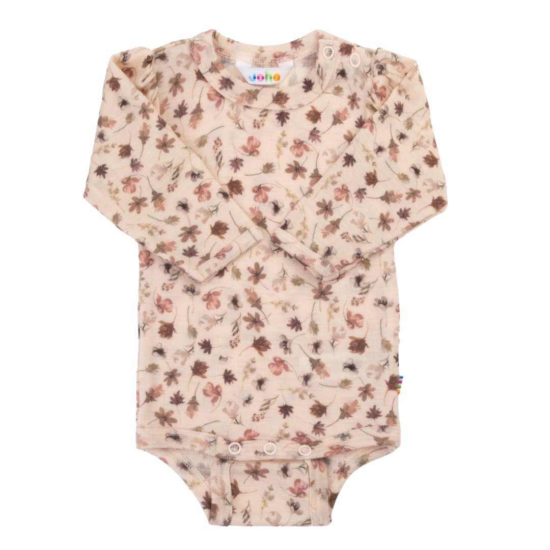 Joha wollen romper met pofmouwtjes gebloemd - Light Pink