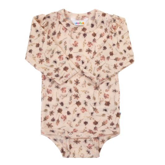 Joha wollen romper met pofmouwtjes gebloemd - Light Pink