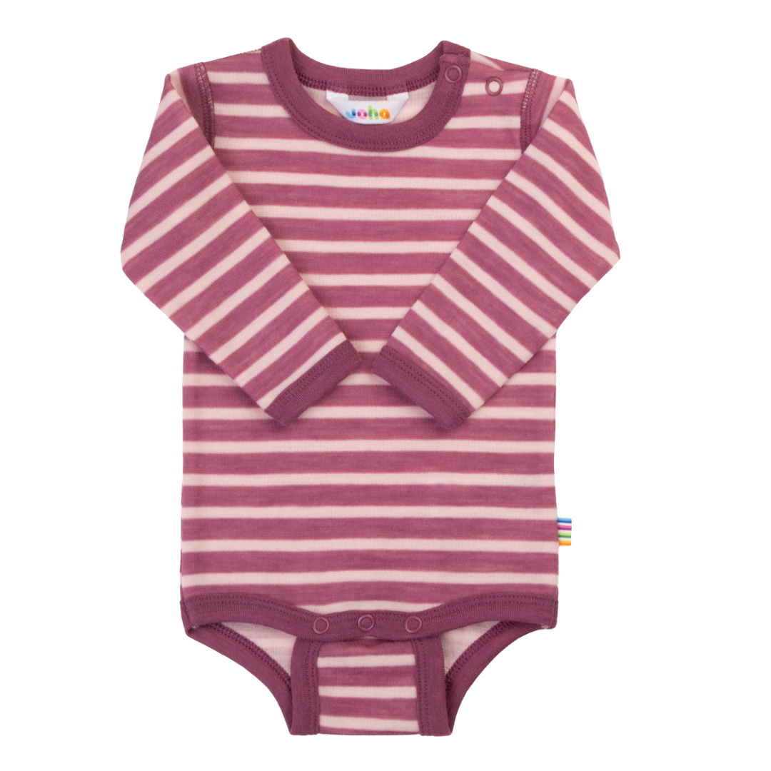 Joha wollen romper gestreept - Bordeaux
