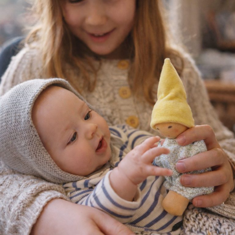 Nänchen Natur gebloemd knuffeldoekje - Buttergelb