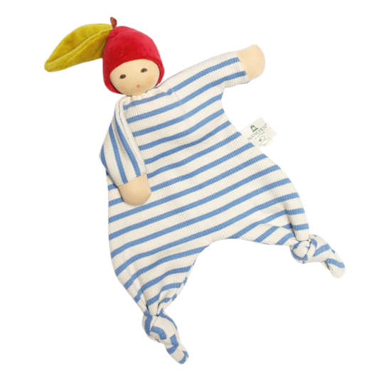 Nänchen Natur knuffeldoekje blauw gestreept - Kleiner Apfel