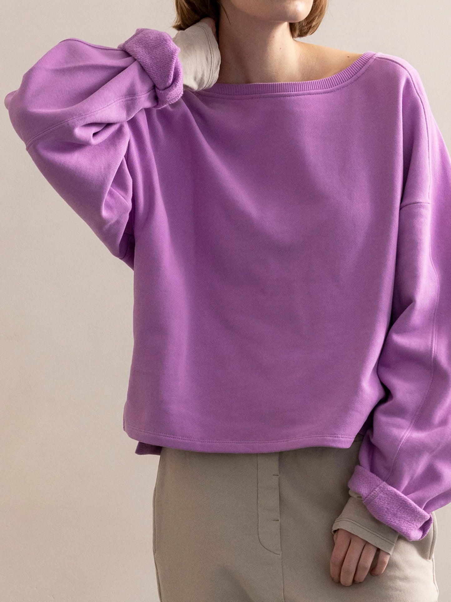 PHAE chunky sweater bio katoen dames - Bright Lilac