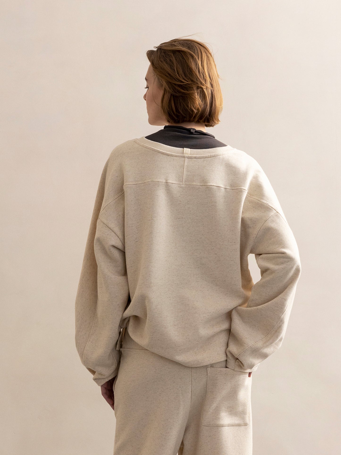 PHAE sweater bio katoen / linnenmix dames - Naturel