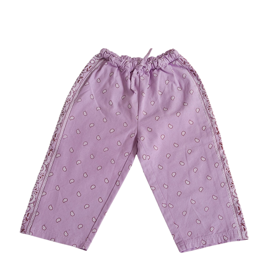 Rory George katoenen bandana broekje - Lilac w/ red stitch