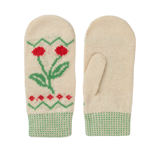 Rosie Sugden kasjmier dames wanten Cherry - Ivory