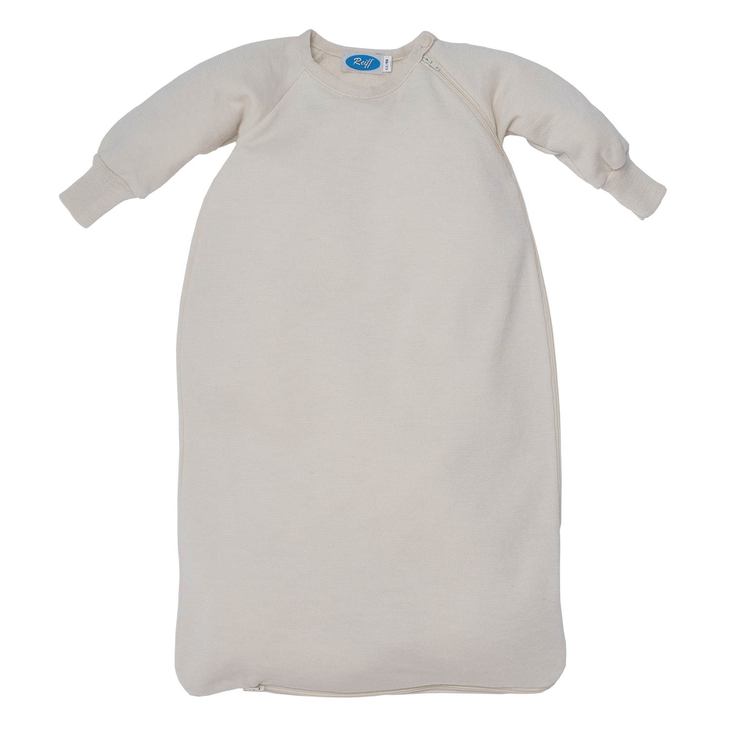 Reiff merino terry wol/zijde slaapzak met mouwen naturel - de Wevershoek