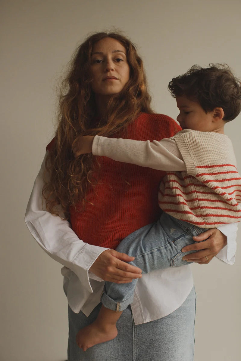 Hvid vest Harvey kids - Cream / Red