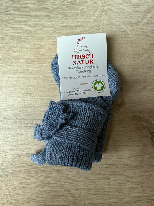 Hirsch Natur Strickschühchen - Hellblau